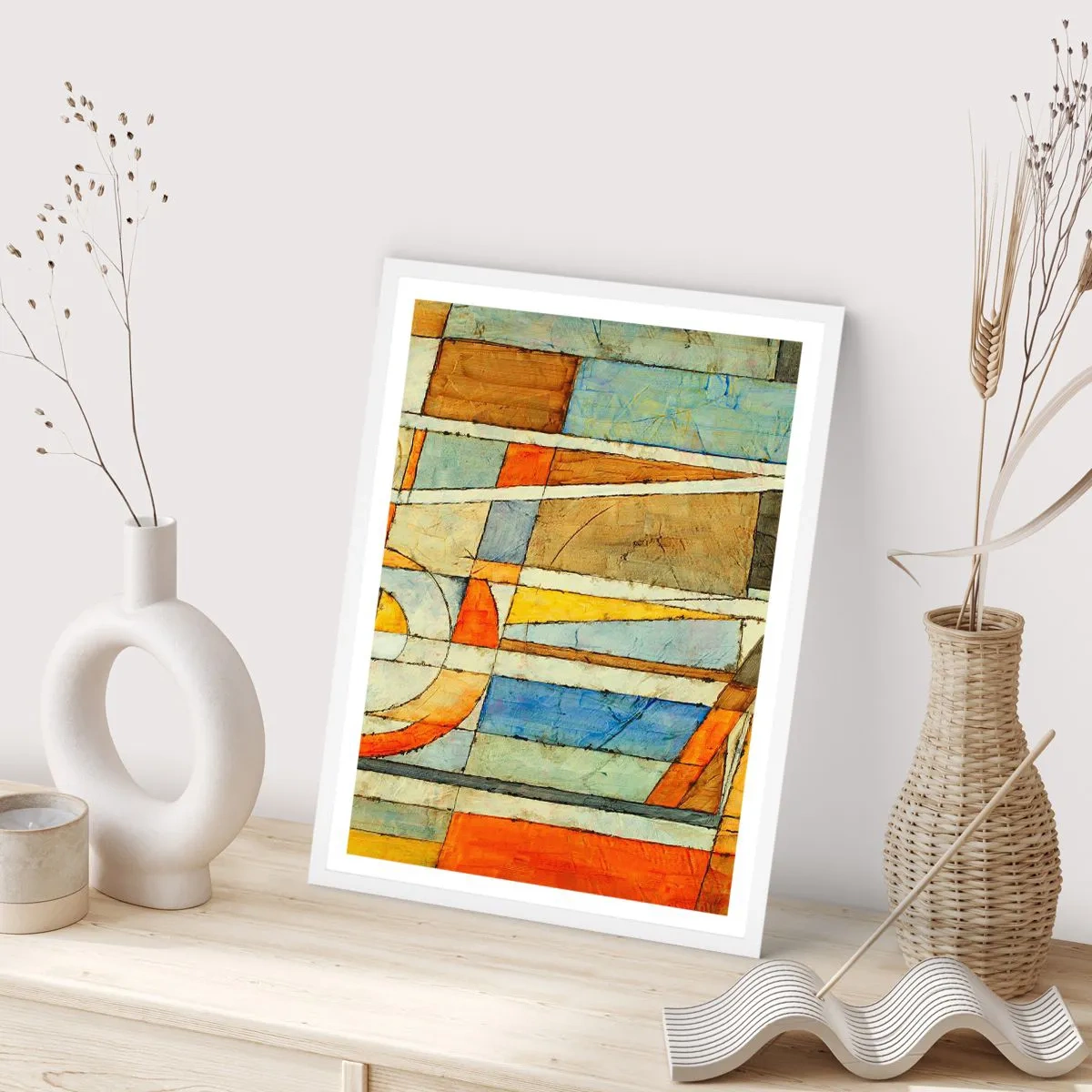 Plagát v bielom ráme - Kubizmus na stavbe - 61x91 cm