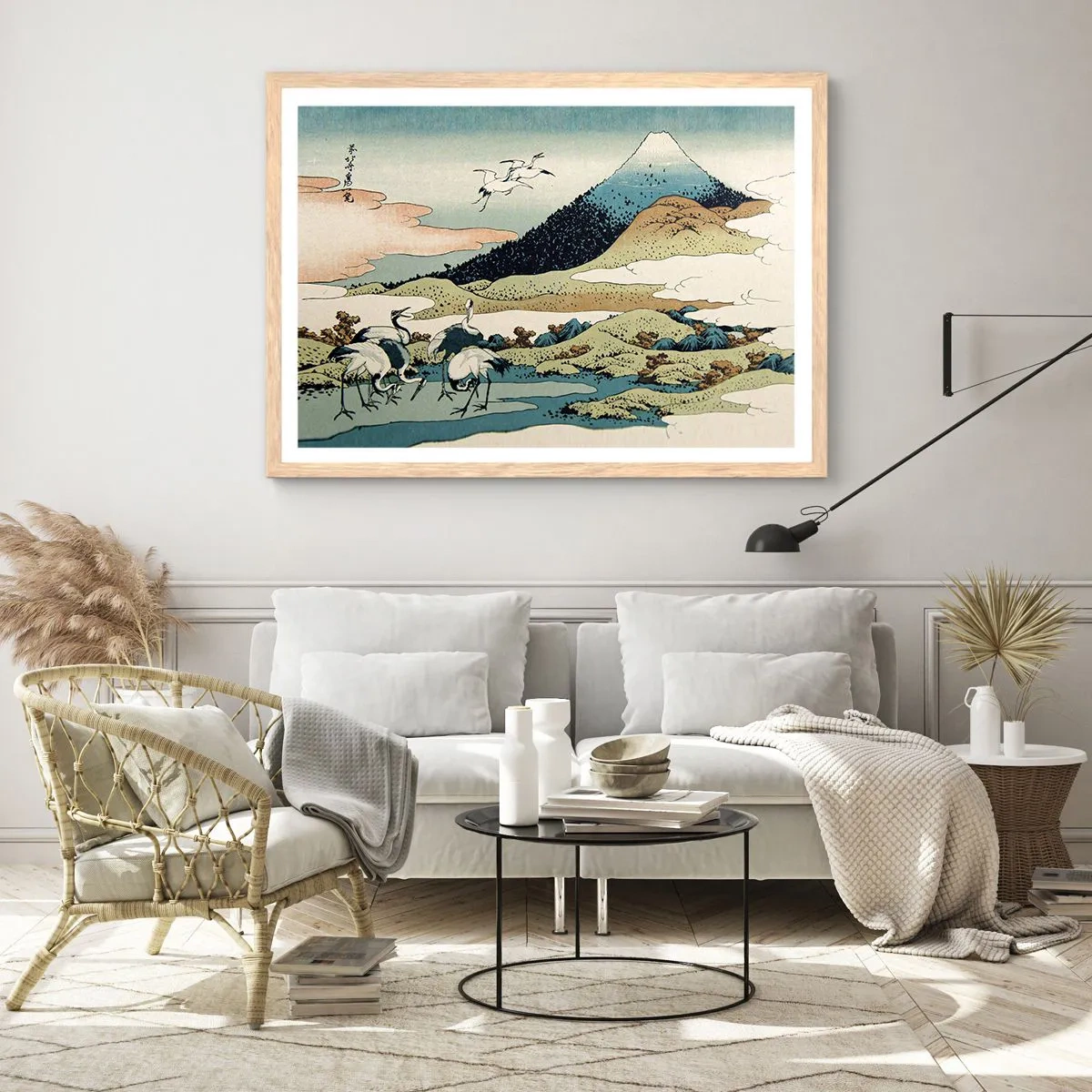 Plagát v ráme zo svetlého duba - V japonskom duchu - 50x40 cm