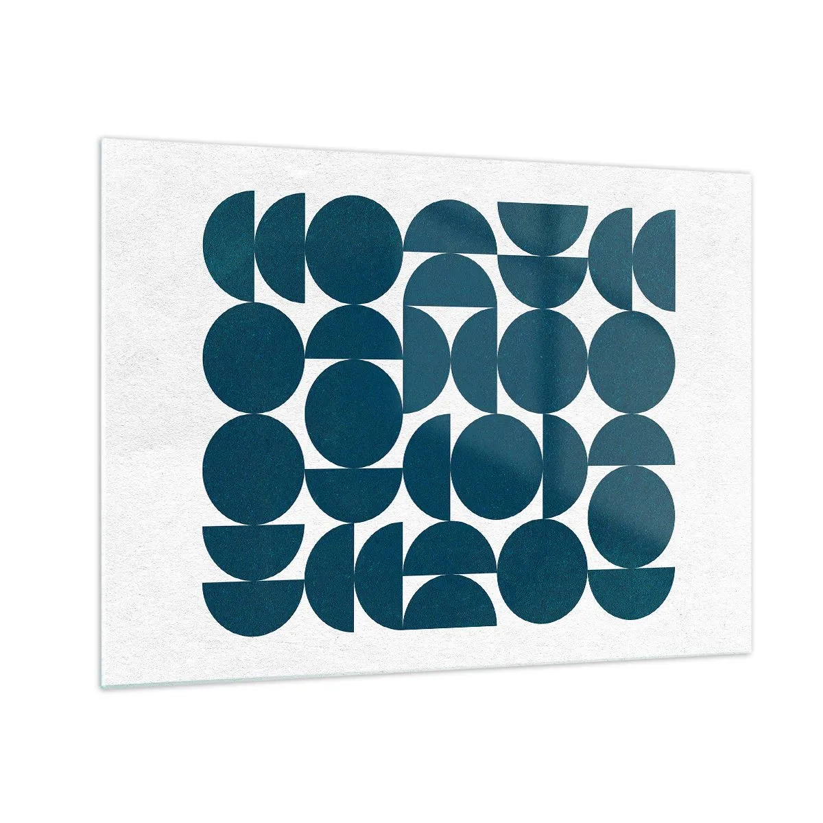 Obraz na skle - Moderná kompozícia z tmavomodrých kruhov a polkruhov - 70x50cm - Kruhy a polkruhy - Moderná nástenná dekorácia do obývacej izby a spálne ARTTOR