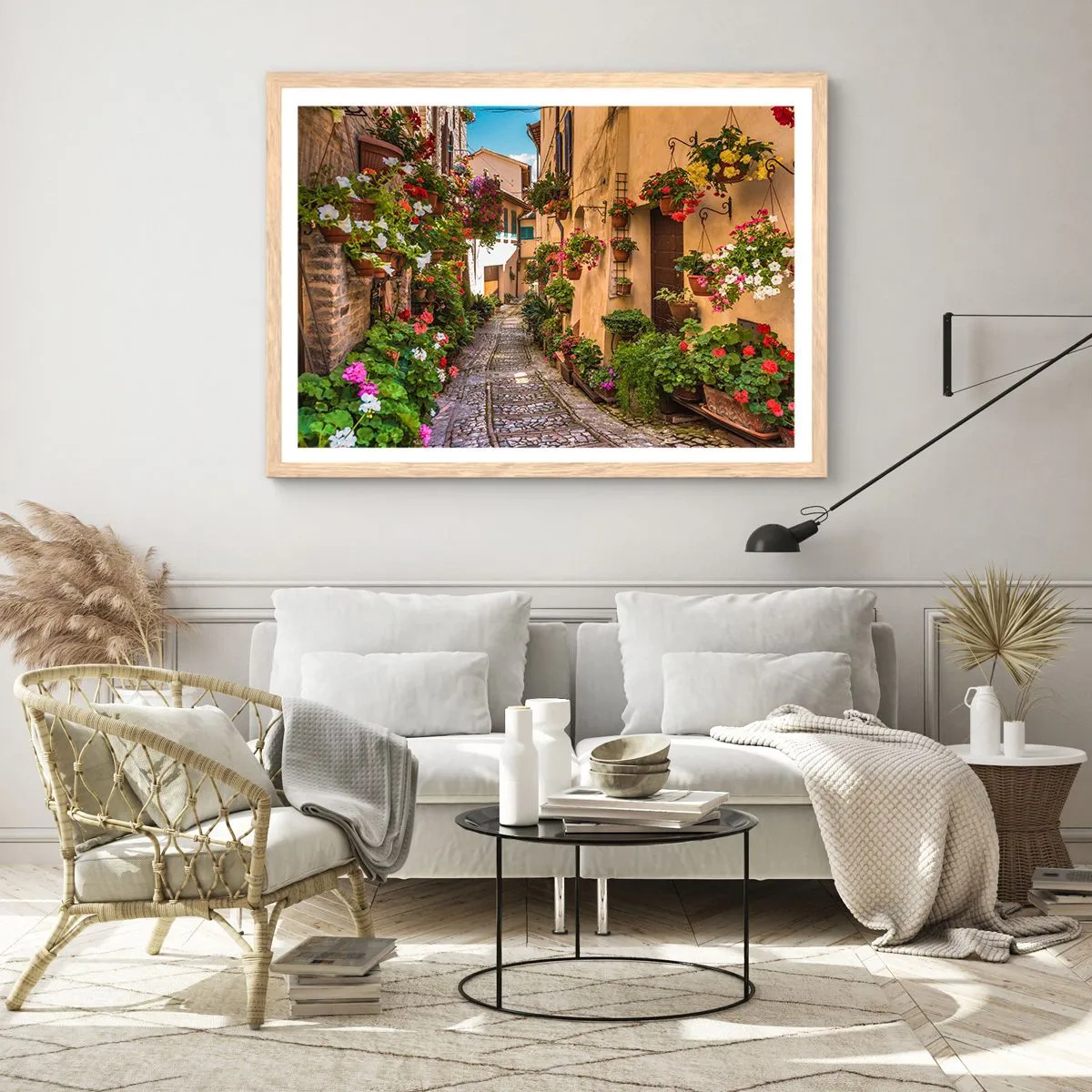 Plagát v ráme zo svetlého duba - Talianske zákutie - 100x70 cm