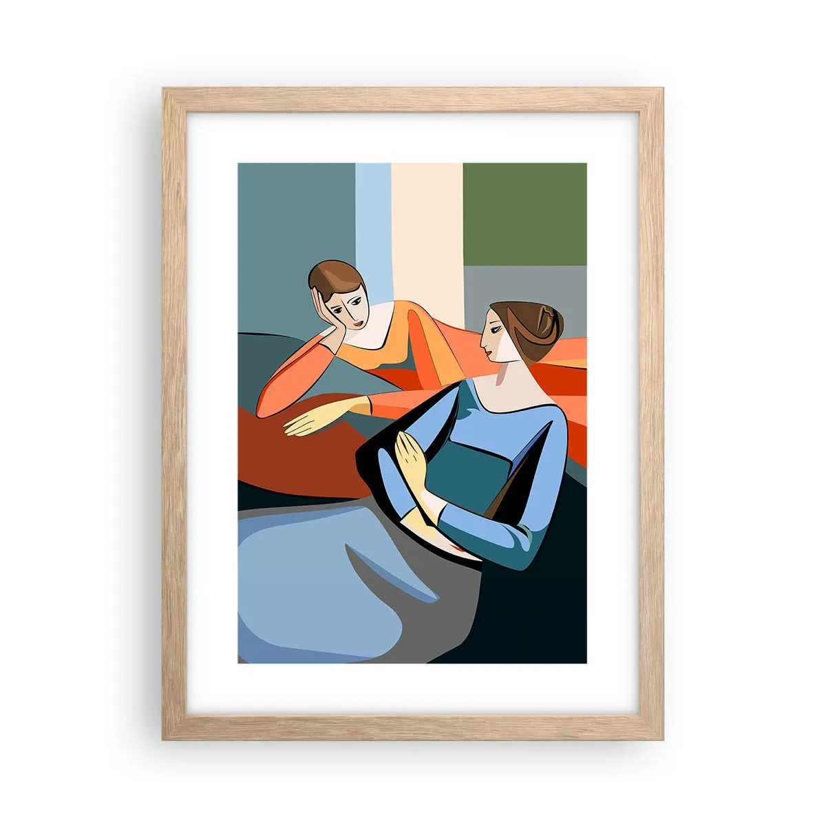 Plagát v ráme zo svetlého duba - Dôverná chvíľa - 30x40 cm