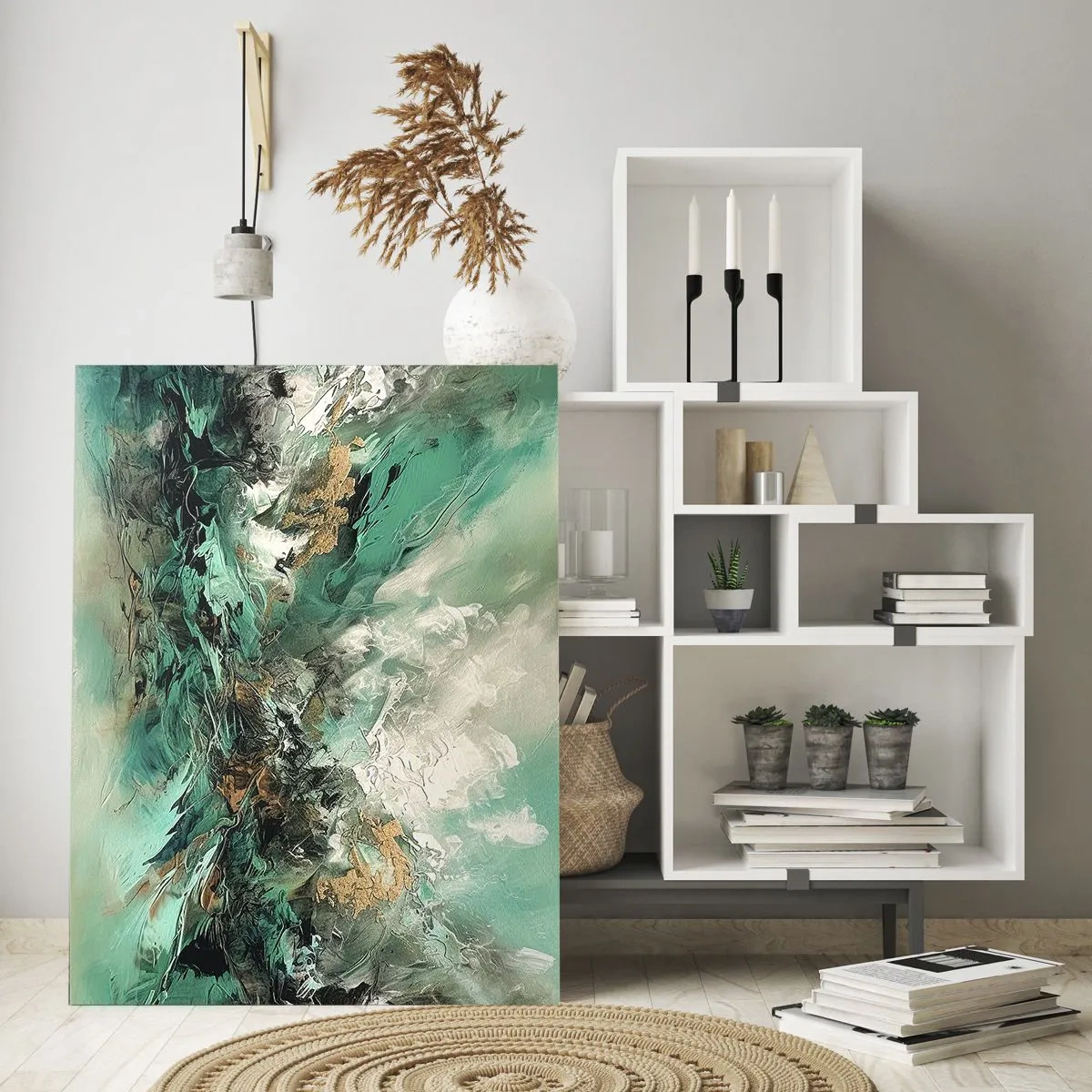 Obraz na skle - Smaragdovočierne vlnobitie - 50x70 cm