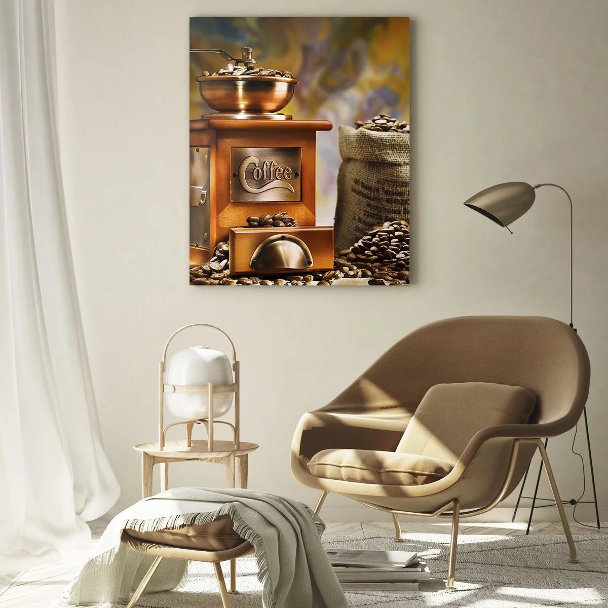 Obraz na skle - Chrastenie zŕn, hrčanie mlynčeka - 50x70 cm