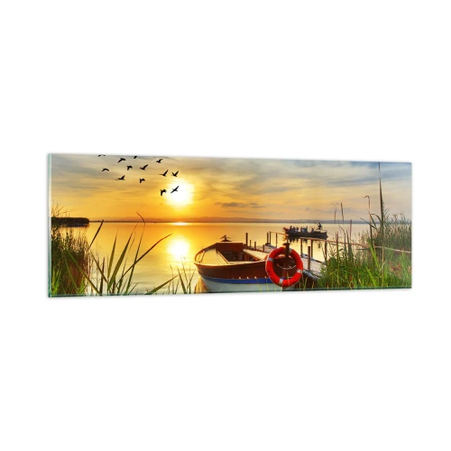 Obraz na skle - Kormorány už odlietajú - 90x30 cm