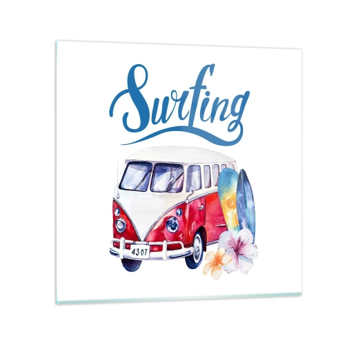 Obraz na skle - Uhorka - klasika pre surferov - 70x70 cm