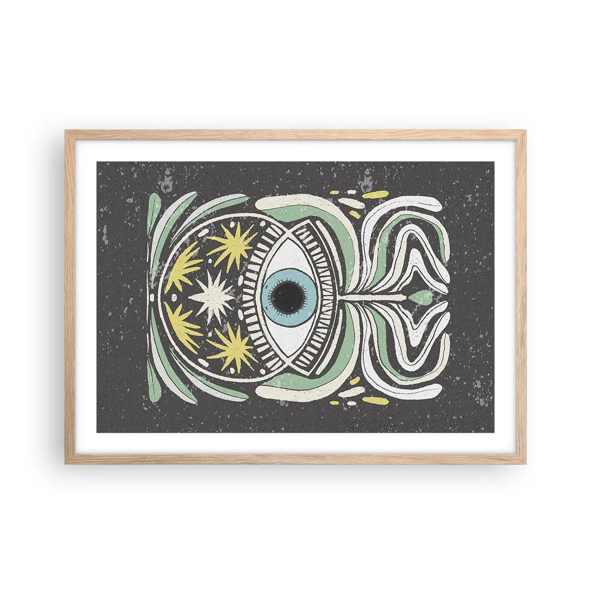 Plagát v ráme zo svetlého duba - Kmeňové rituály - 70x50 cm