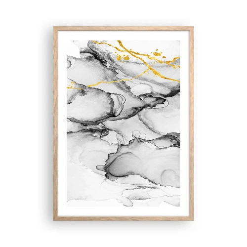 Plagát v ráme zo svetlého duba - Kompozícia so zlatým motívom - 50x70 cm