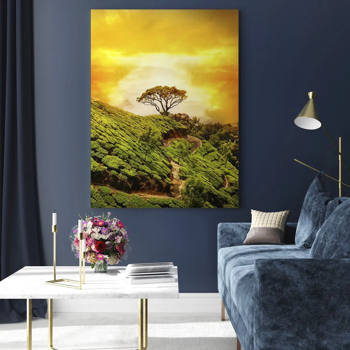 Obraz na skle - Kľukatým chodníkom, zeleným úbočím - 50x70 cm