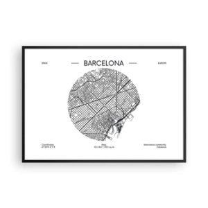 Plagát v čiernom ráme - Anatómia Barcelony - 100x70 cm