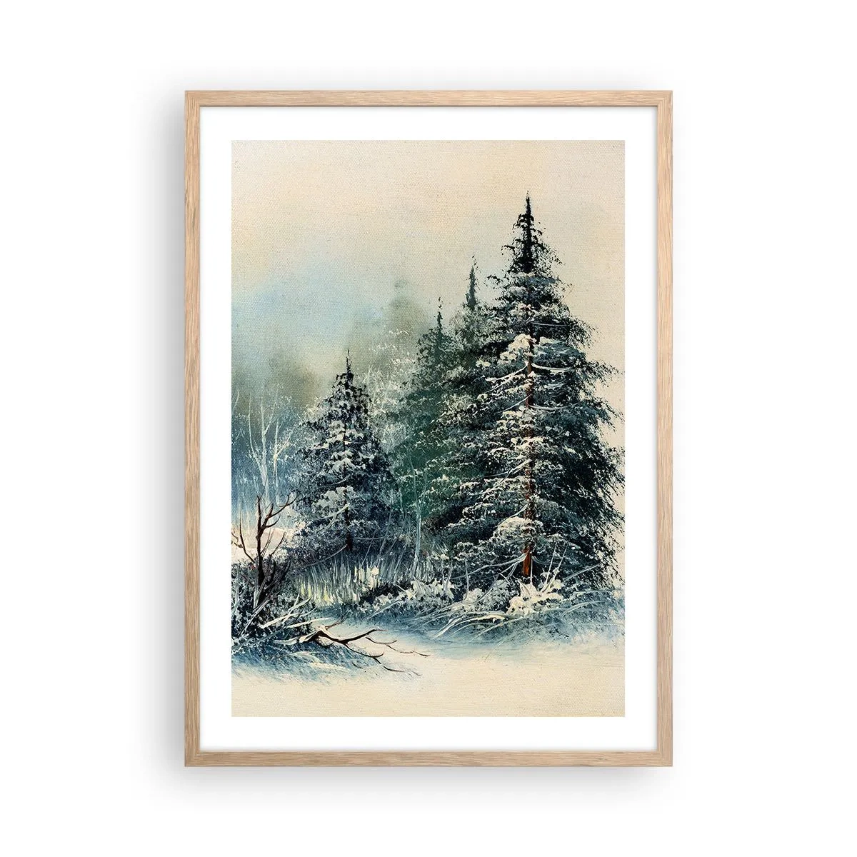 Plagát v ráme zo svetlého duba - Pripravenie na Vianoce - 50x70 cm