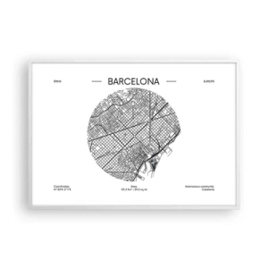Plagát v bielom ráme - Anatómia Barcelony - 100x70 cm