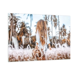 Obraz na skle - Zrodená z trávnej páperie - 120x80 cm