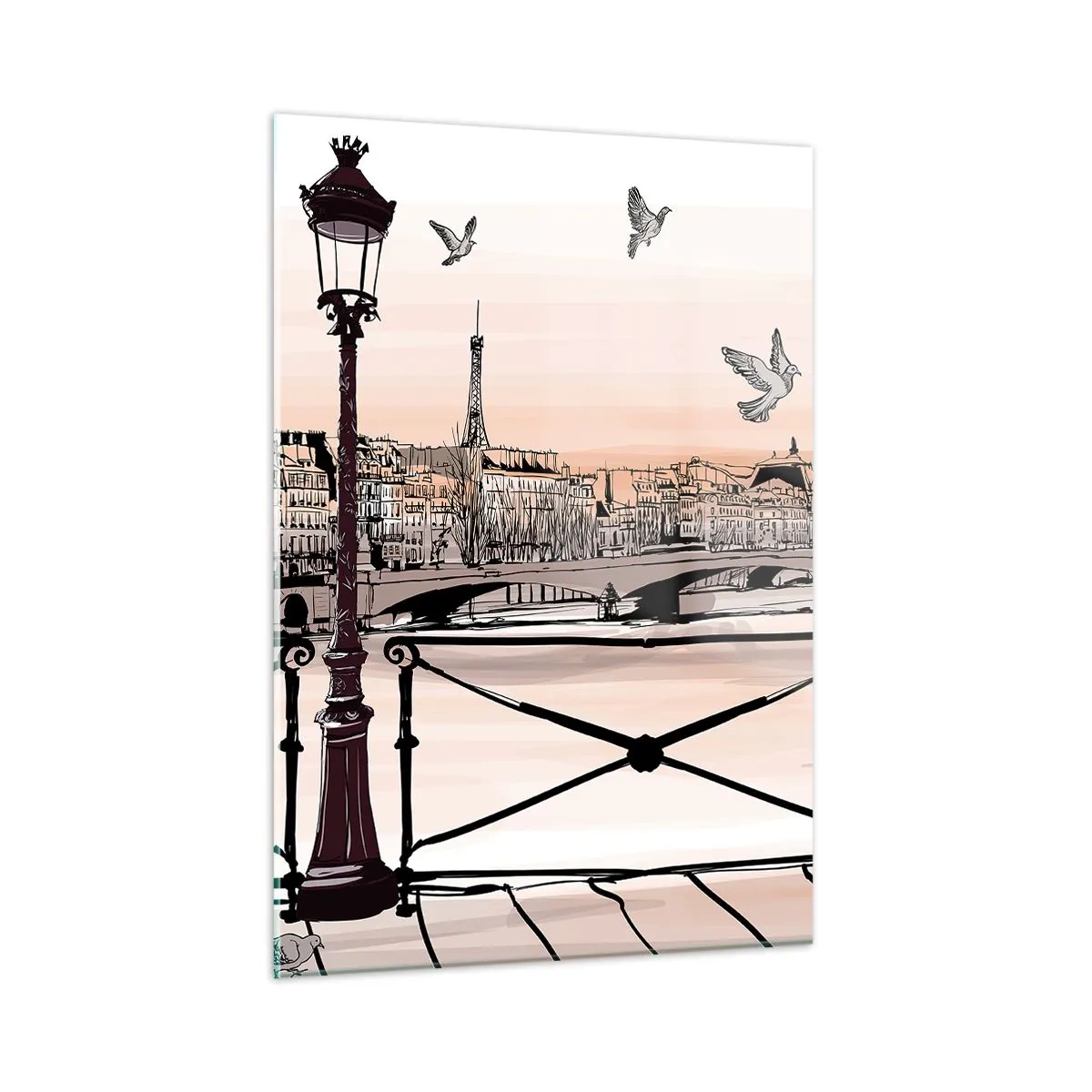 Obraz na skle - Nad strechami Paríža - 50x70 cm