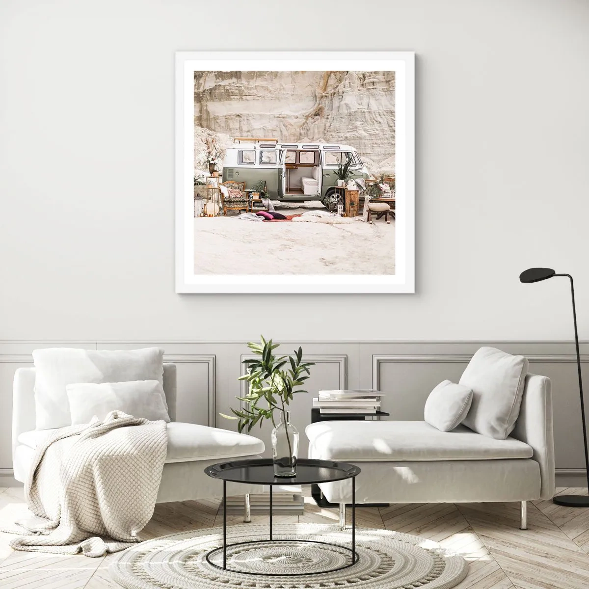 Plagát v bielom ráme - Cesta práve začína - 60x60 cm