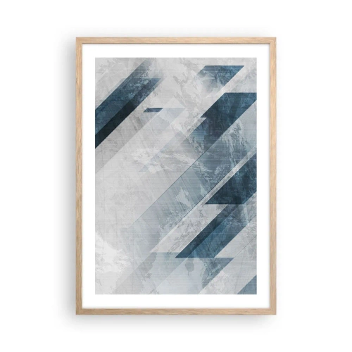 Plagát v ráme zo svetlého duba - Priestorová kompozícia – pohyb šedej - 50x70 cm