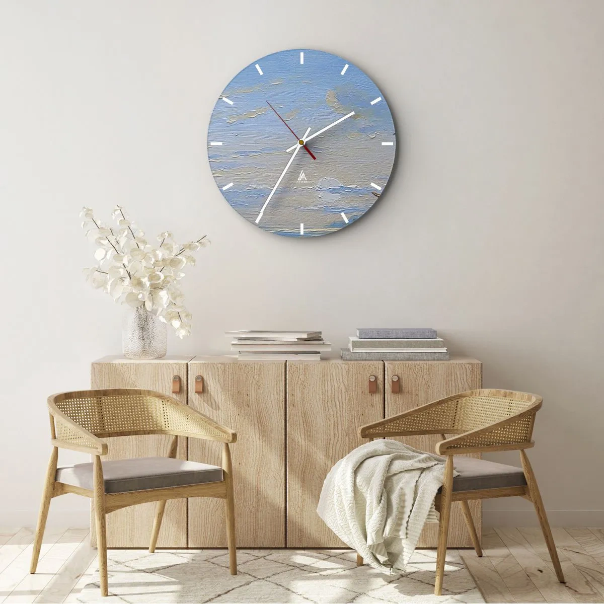 Nástenné hodiny - Voda, zem, vzduch - 30x30 cm