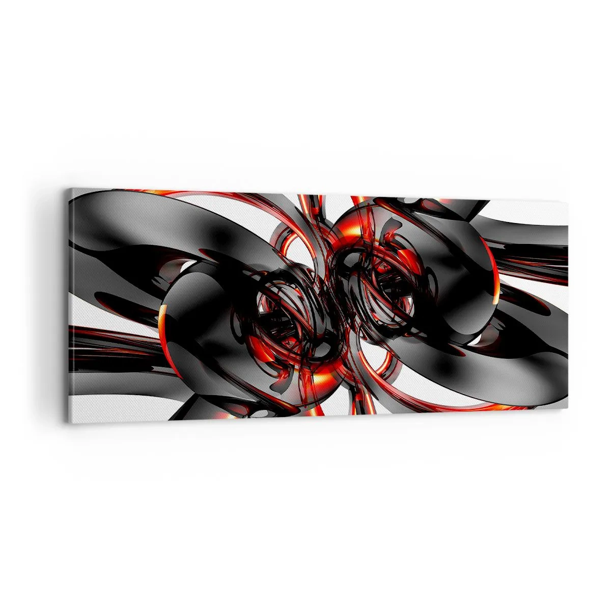 Obraz na plátne - Pohyb v grafitovej a červenej - 100x40 cm
