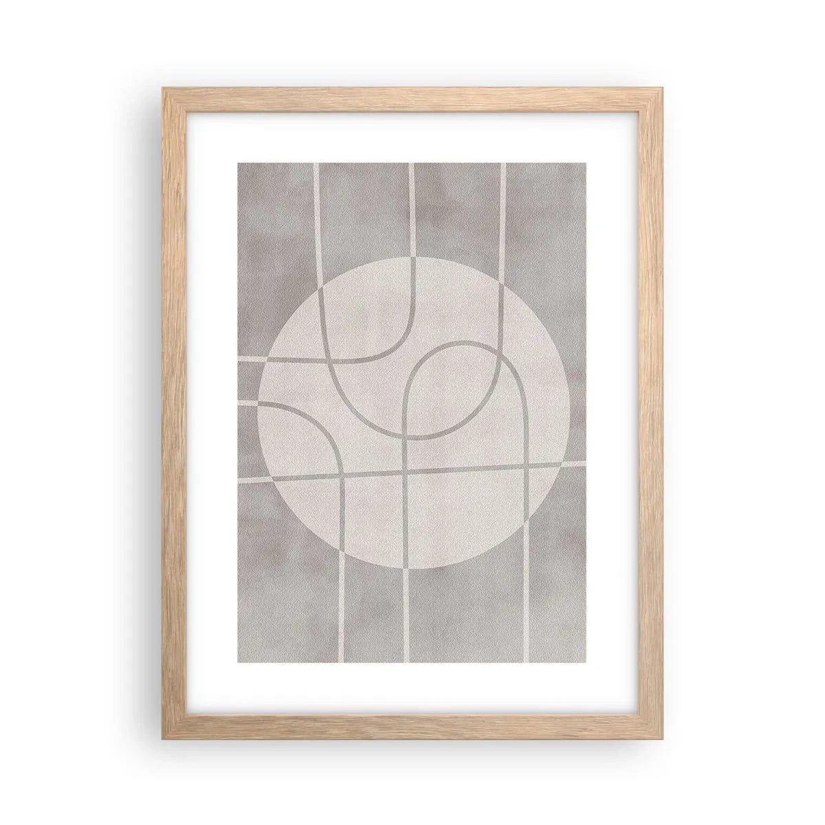 Plagát v ráme zo svetlého duba - Kruhovo a priamo - 30x40 cm