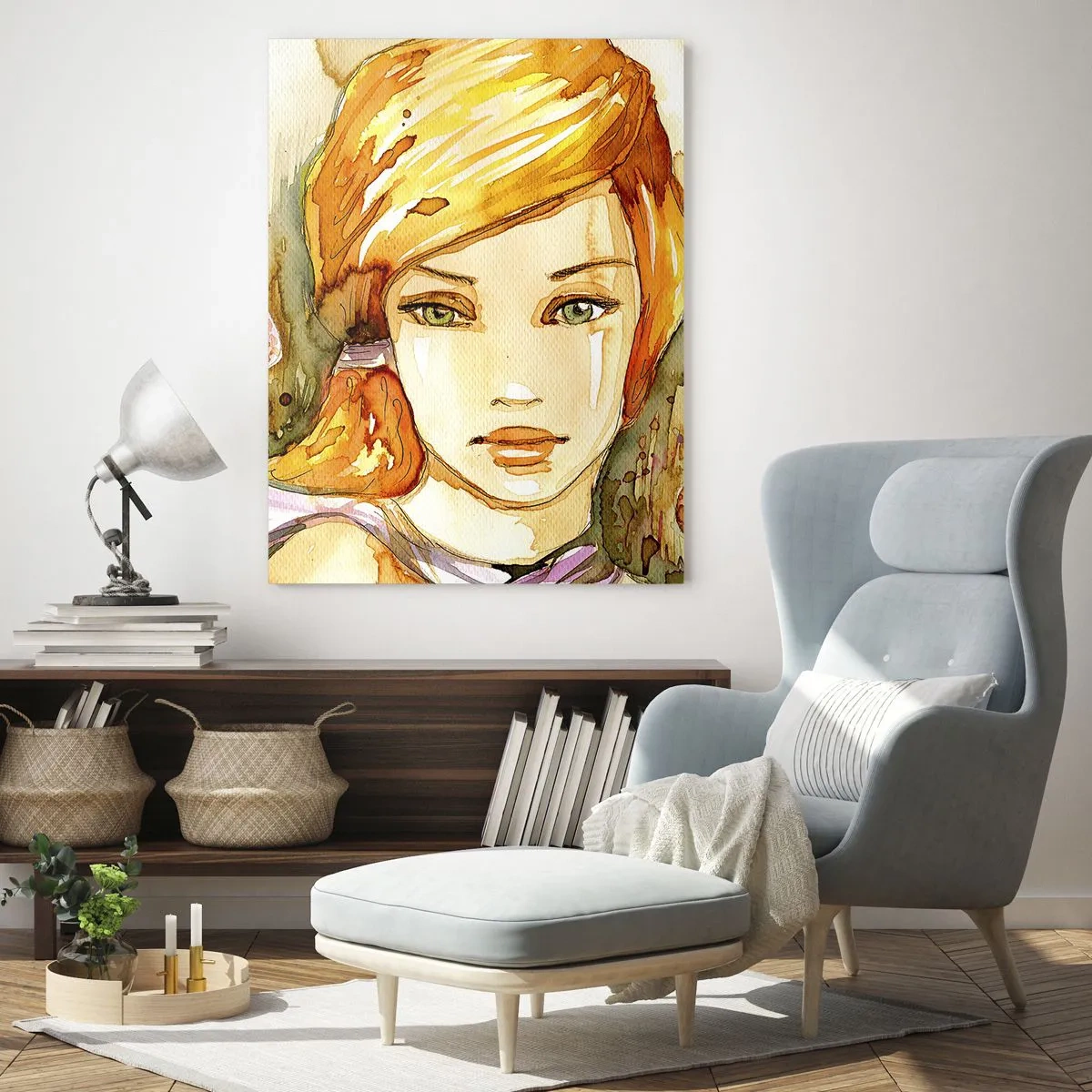 Obraz na skle - Smaragdový pohľad, ktorý utišuje hnev - 50x70 cm
