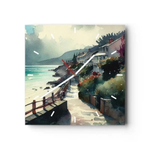 Nástenné hodiny - Stredomorské mestečko - 40x40 cm