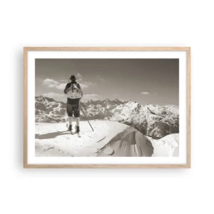 Plagát v ráme zo svetlého duba - Rovnaké hory - 70x50 cm