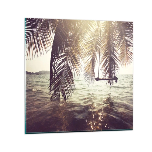 Obraz na skle - Hojdať sa ľubovoľne v oblakoch - 60x60 cm