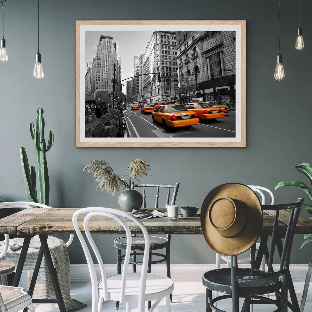 Plagát v ráme zo svetlého duba - Slnko veľkomesta - 91x61 cm