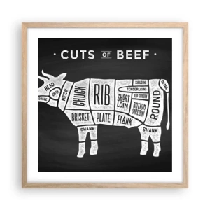 Plagát v ráme zo svetlého duba - Šlabikár mäsiara - 50x50 cm