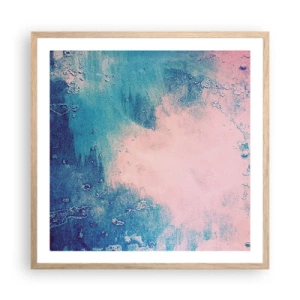 Plagát v ráme zo svetlého duba - Modré objatie - 60x60 cm