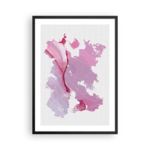 Plagát v čiernom ráme - Abstraktná mapa v odtieňoch ružovej a fialovej - 50x70cm - Mapa ružového sveta - Moderná nástenná dekorácia do obývacej izby a spálne ARTTOR