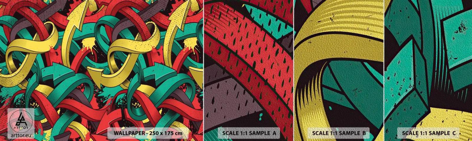 Vzorka fototapety Premium Sand - Kadiaľ do cieľa? - Abstrakcia, Kus, Komiksová kniha - 100x30 cm