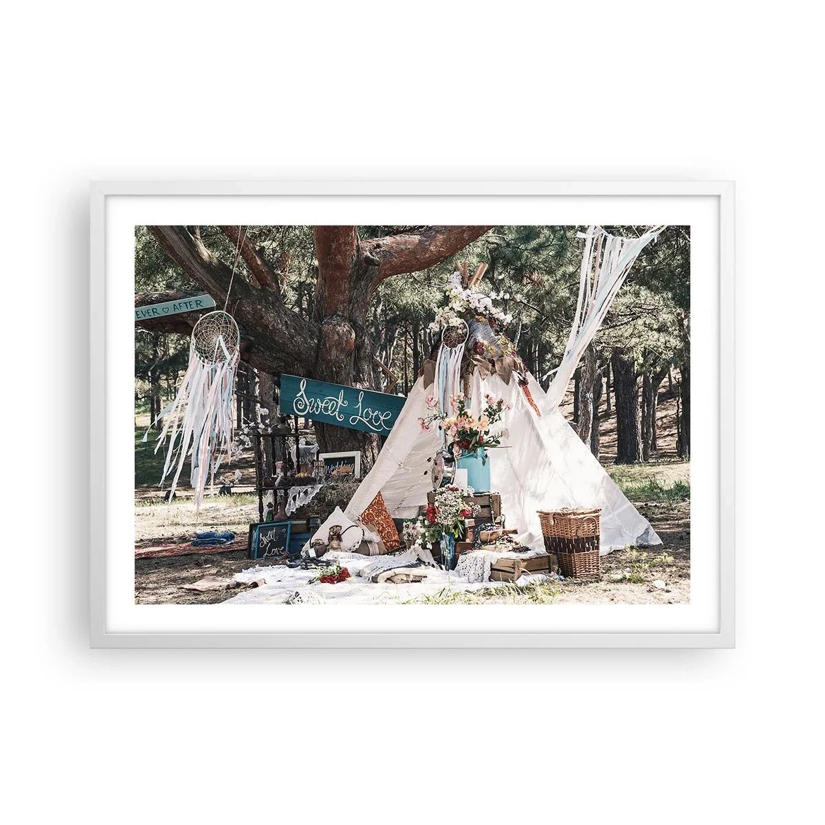 Plagát v bielom ráme - Make love… - 70x50 cm