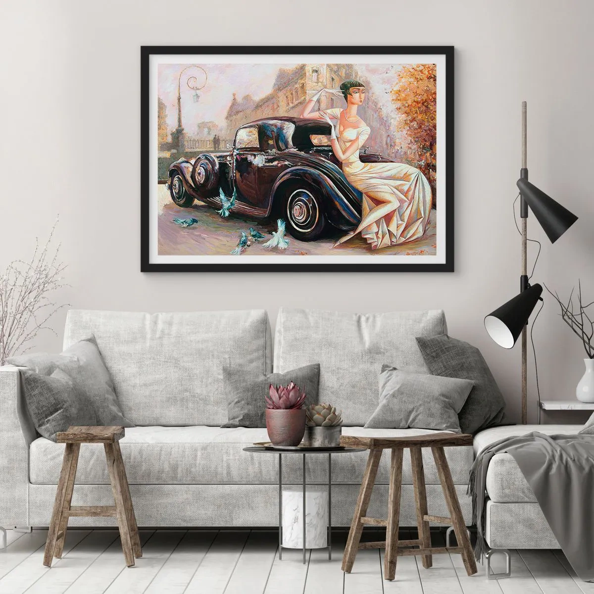 Plagát v čiernom ráme - Elegancia v retro štýle - 70x50 cm