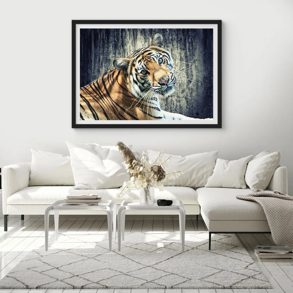 Plagát v čiernom ráme - Portrét v prameňoch svetla - 70x50 cm