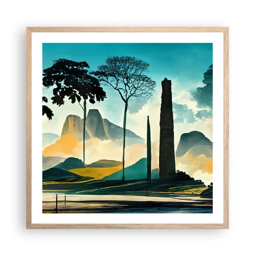 Plagát v ráme zo svetlého duba - Vyššie a vyššie - 60x60 cm