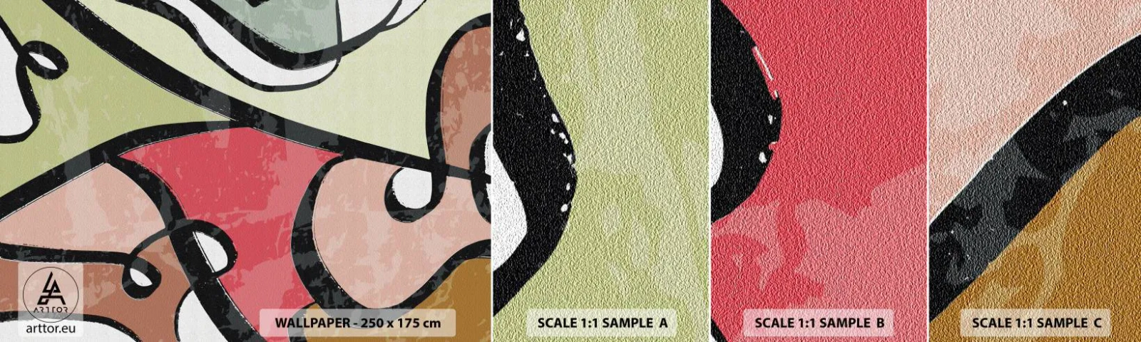 Vzorka samolepiacej fototapety Deluxe Sticker - Piruety uprostred farieb - Abstrakcia, Kus, Moderné - 100x30 cm