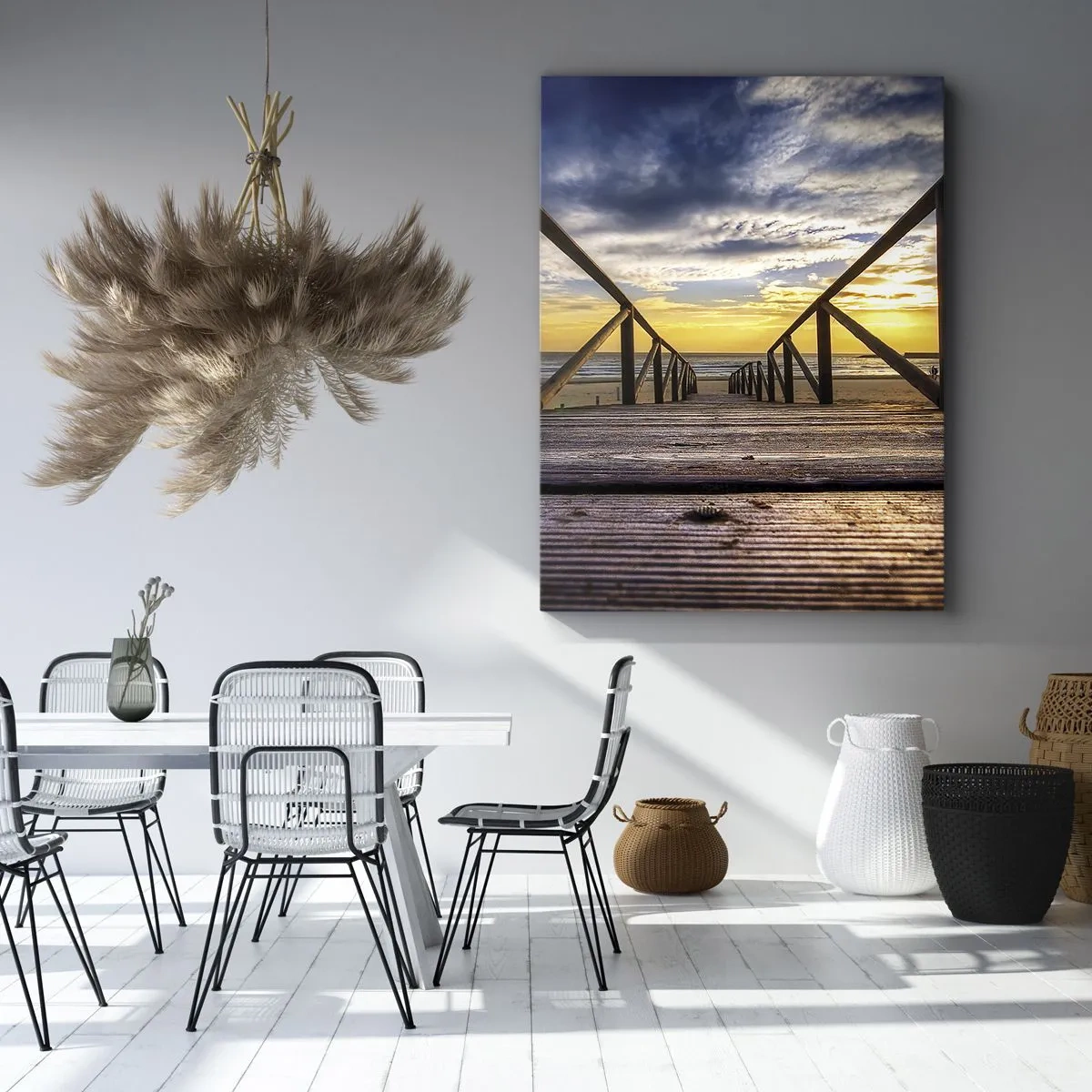 Obraz na plátne - Priamo na tichú pláž pri západe slnka - 50x70 cm