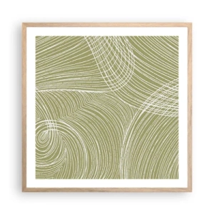 Plagát v ráme zo svetlého duba - Majstrovská abstrakcia v bielej - 60x60 cm
