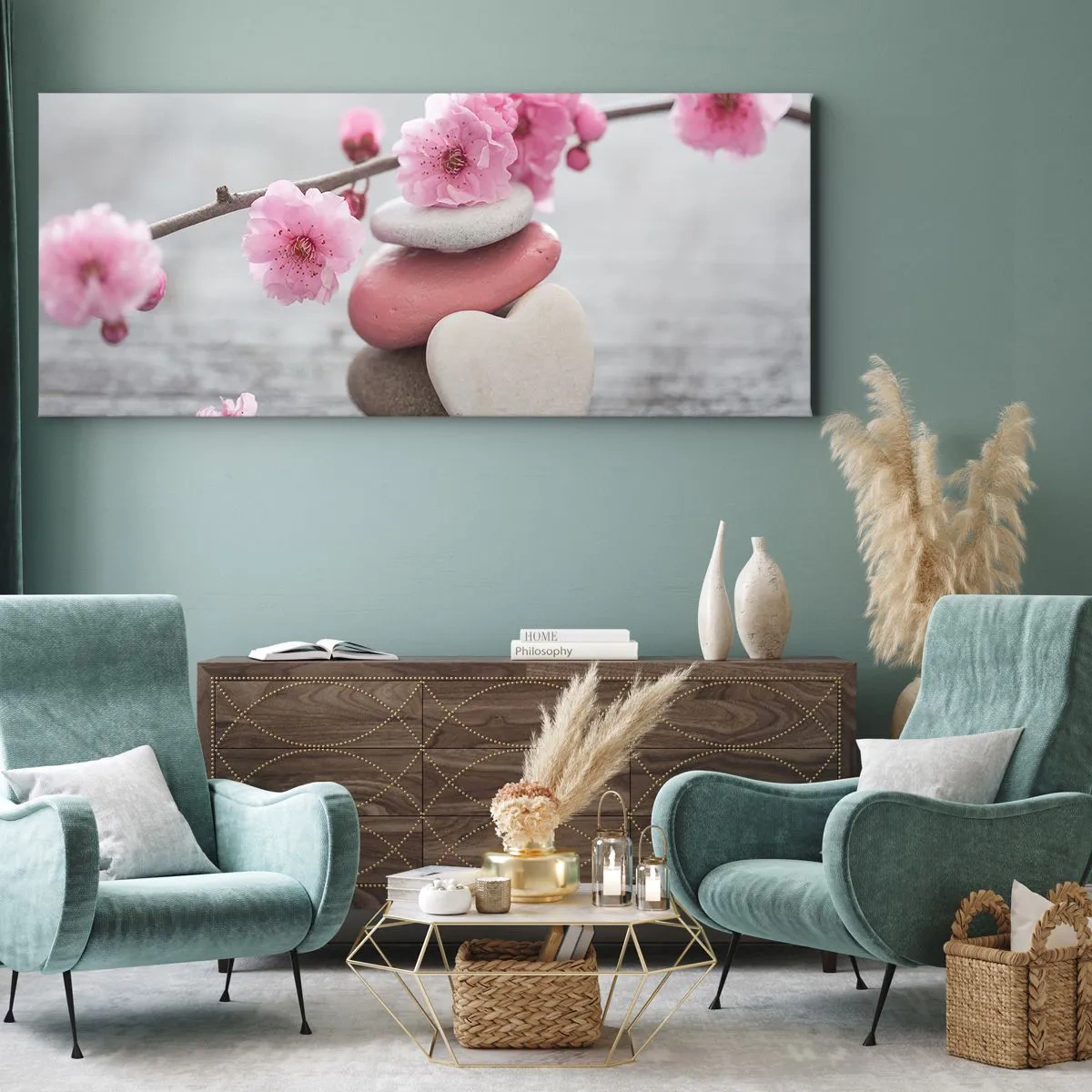 Obraz na plátne - Blaženosť s višňovým kvetom - 100x40 cm