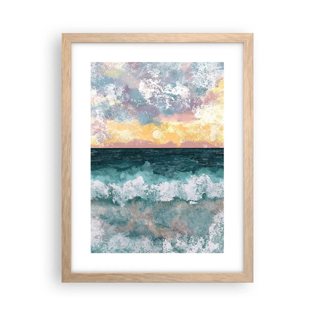 Plagát v ráme zo svetlého duba - Voda, svetlo, vzduch - 30x40 cm