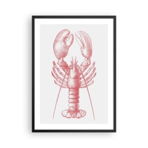 Plagát v čiernom ráme - Vintage kresba homára na svetlom pozadí - 50x70cm - Homár hodný Homéra - Moderná nástenná dekorácia do obývacej izby a spálne ARTTOR