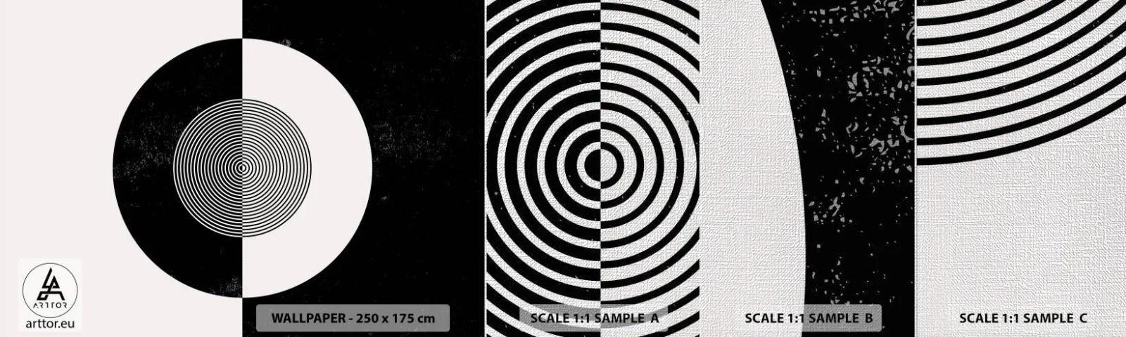 Vzorka fototapety Premium Canvas - Harmónia v čiernej a bielej - Abstrakcia, Kus, Čierna a biela - 100x30 cm