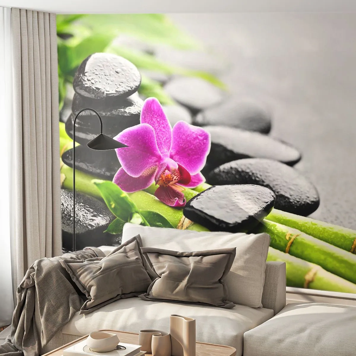Samolepiaca Fototapeta Deluxe Sticker - V pokojnej rovnováhe - Kvety, Orchidea, Orchidea - 250x175 cm