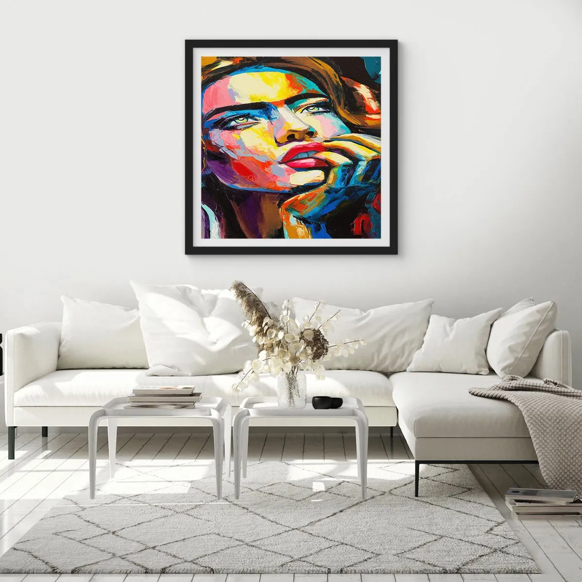 Plagát v čiernom ráme - Sny, ako vtáky letia oblohou - 60x60 cm