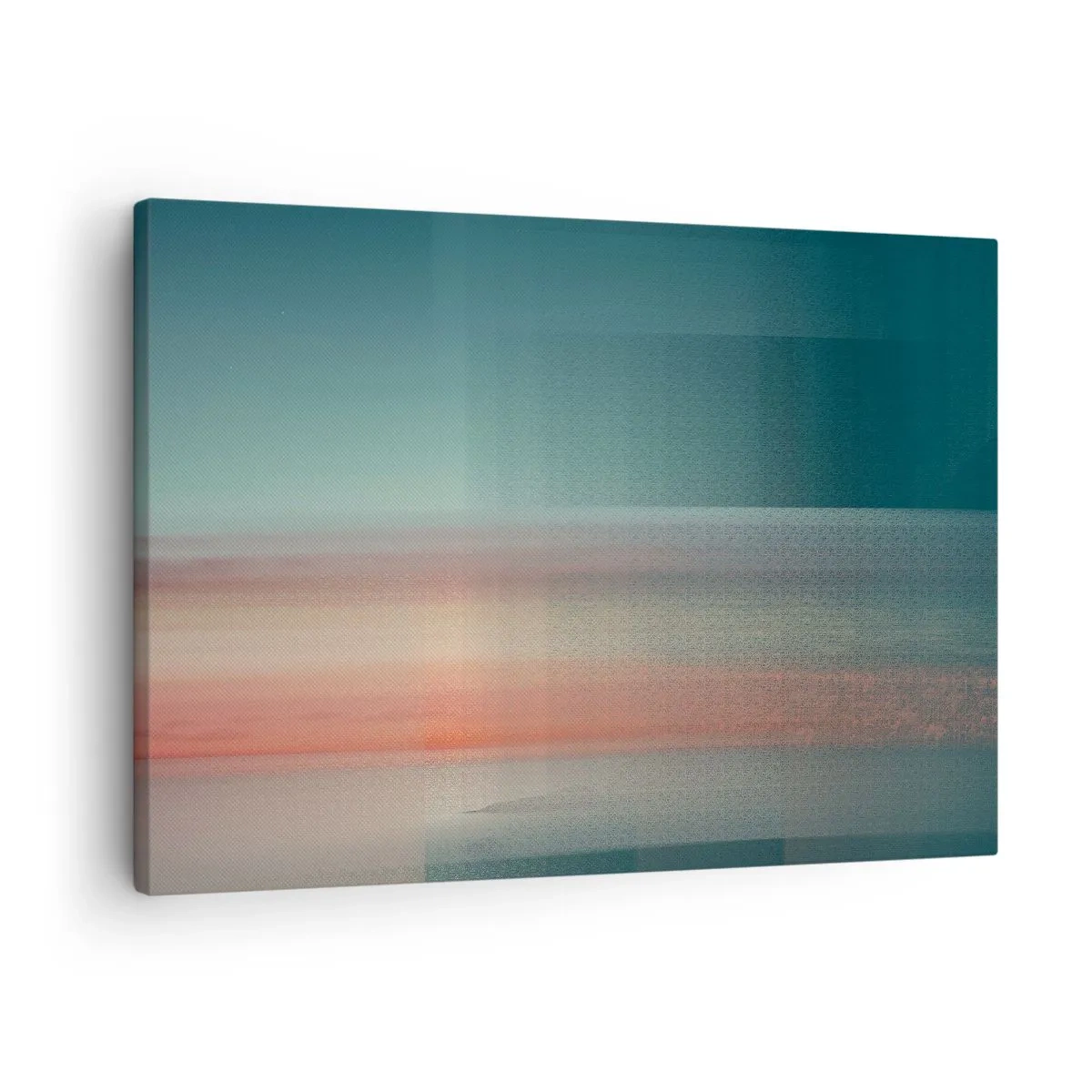 Obraz na plátne - Západ slnka v pastelových odtieňoch nad pokojným horizontom - 70x50cm - Abstrakcia: vlny svetla - Moderná nástenná dekorácia do obývacej izby a spálne ARTTOR