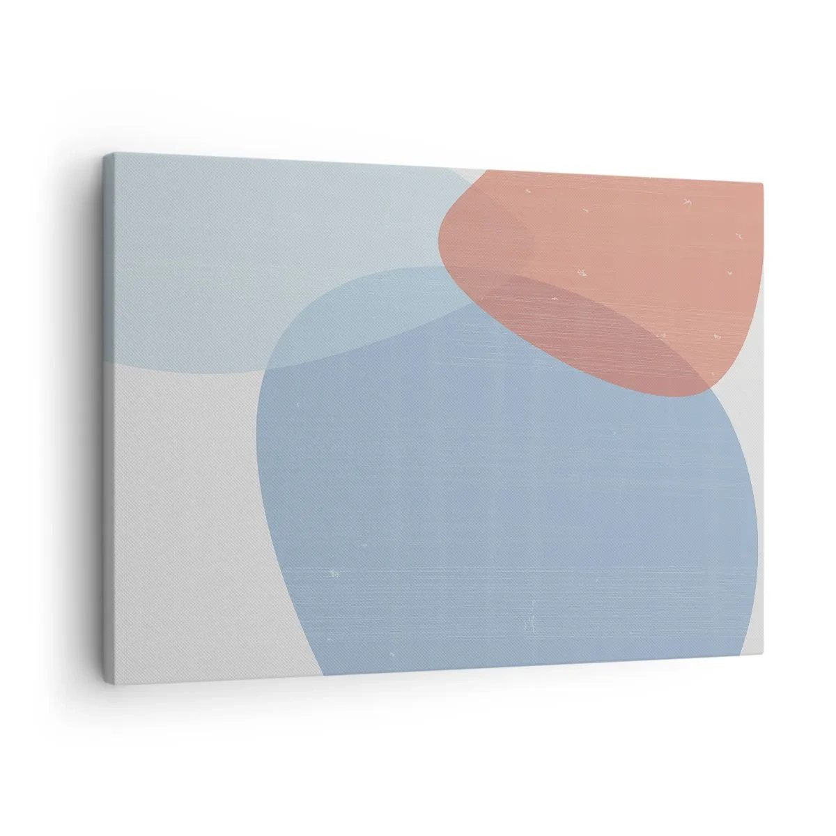 Obraz na plátne - Abstraktná kompozícia v pastelových odtieňoch modrej a ružovej s organickými tvarmi. - 70x50cm - Pastelové vzťahy - Moderná nástenná dekorácia do obývacej izby a spálne ARTTOR
