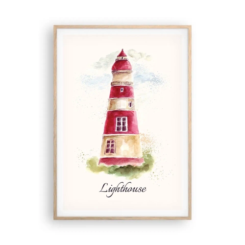 Plagát v ráme zo svetlého duba - Tu je vždy počasie - 70x100 cm