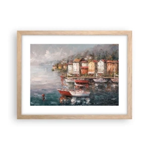 Plagát v ráme zo svetlého duba - Romantický prístav - 40x30 cm