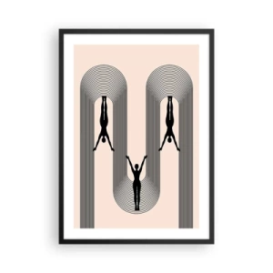 Plagát v čiernom ráme - Minimalistické siluety v geometrickej kompozícii - 50x70cm - Hore nohami - Moderná nástenná dekorácia do obývacej izby a spálne ARTTOR