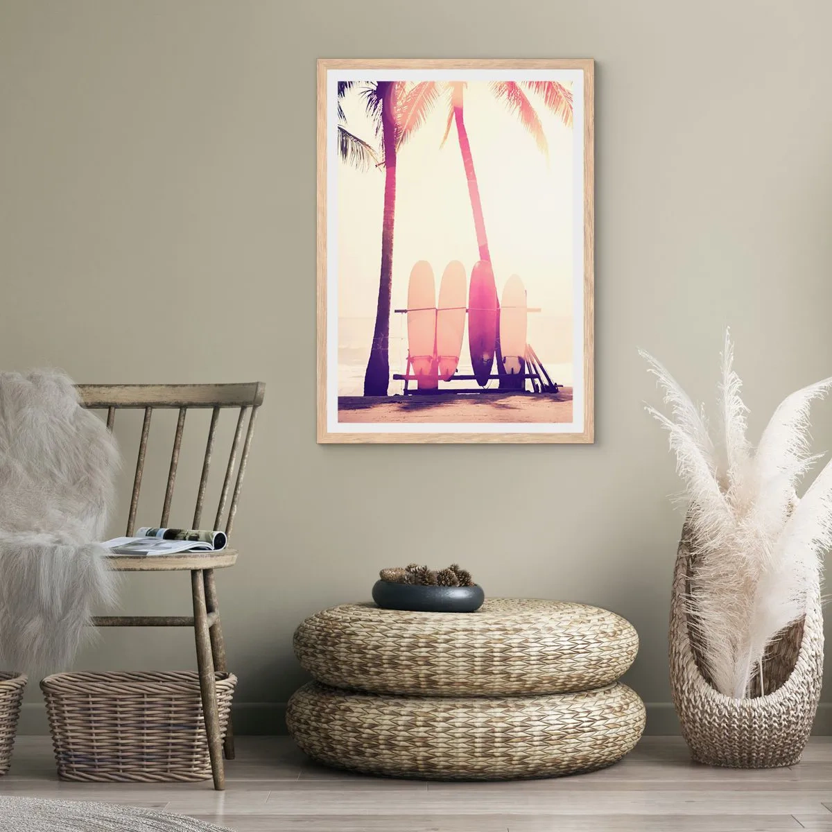 Plagát v ráme zo svetlého duba - Bude to skvelý deň - 61x91 cm